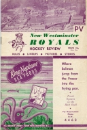 New Westminster Royals 1953-54 program cover