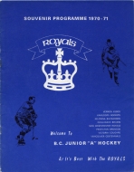 New Westminster Royals 1970-71 program cover