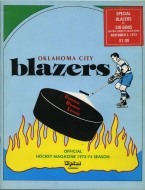 Oklahoma City Blazers 1973-74 program cover