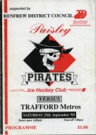Paisley Pirates 1993-94 program cover