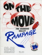 Roanoke Valley Rampage 1992-93 program cover