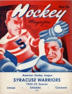 Syracuse Warriors 1952-53 program cover