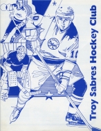 Troy Sabres 1982-83 program cover