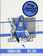 Troy Sabres 1984-85 program cover