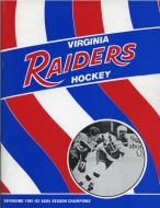 Virginia Raiders 1982-83 program cover